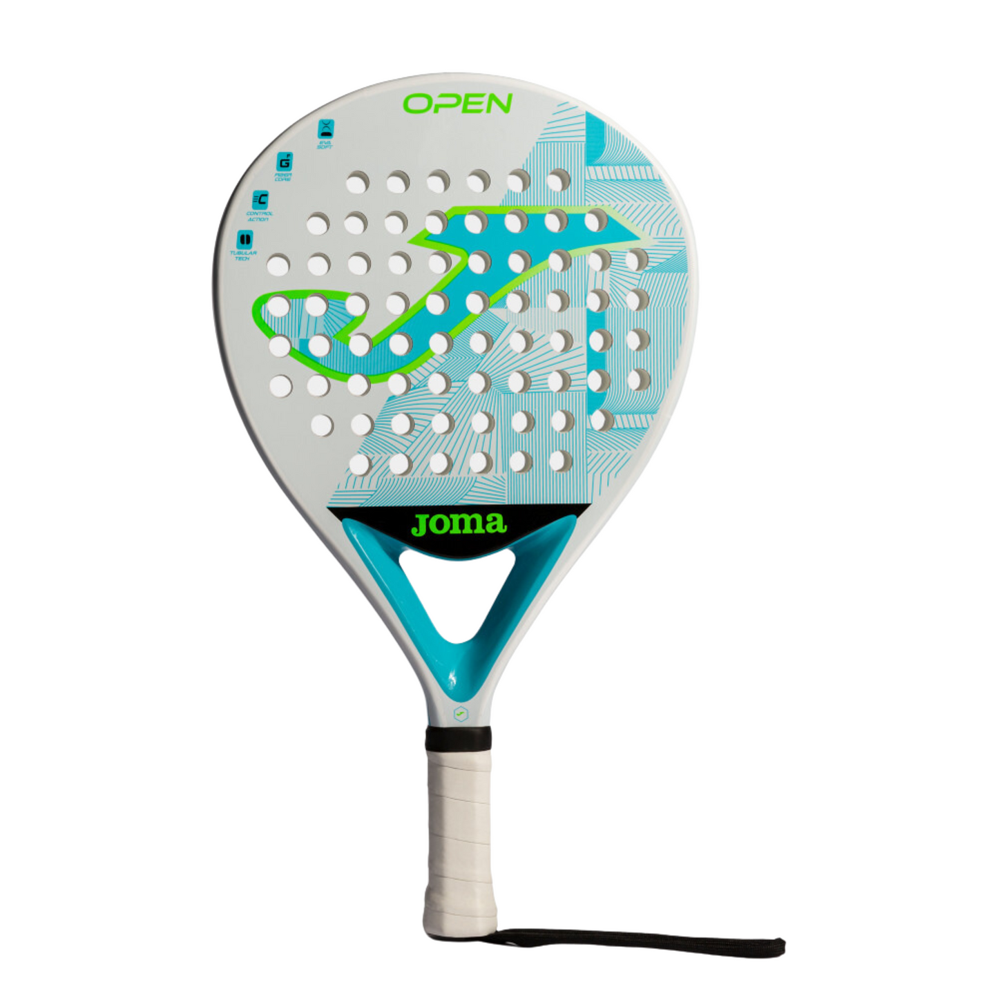 Pala de Pádel Joma Open Blanco Turquesa Flúor