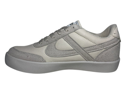 Tenis Panam Casuales Urbanos De Piel Y Gamuza Color Hueso