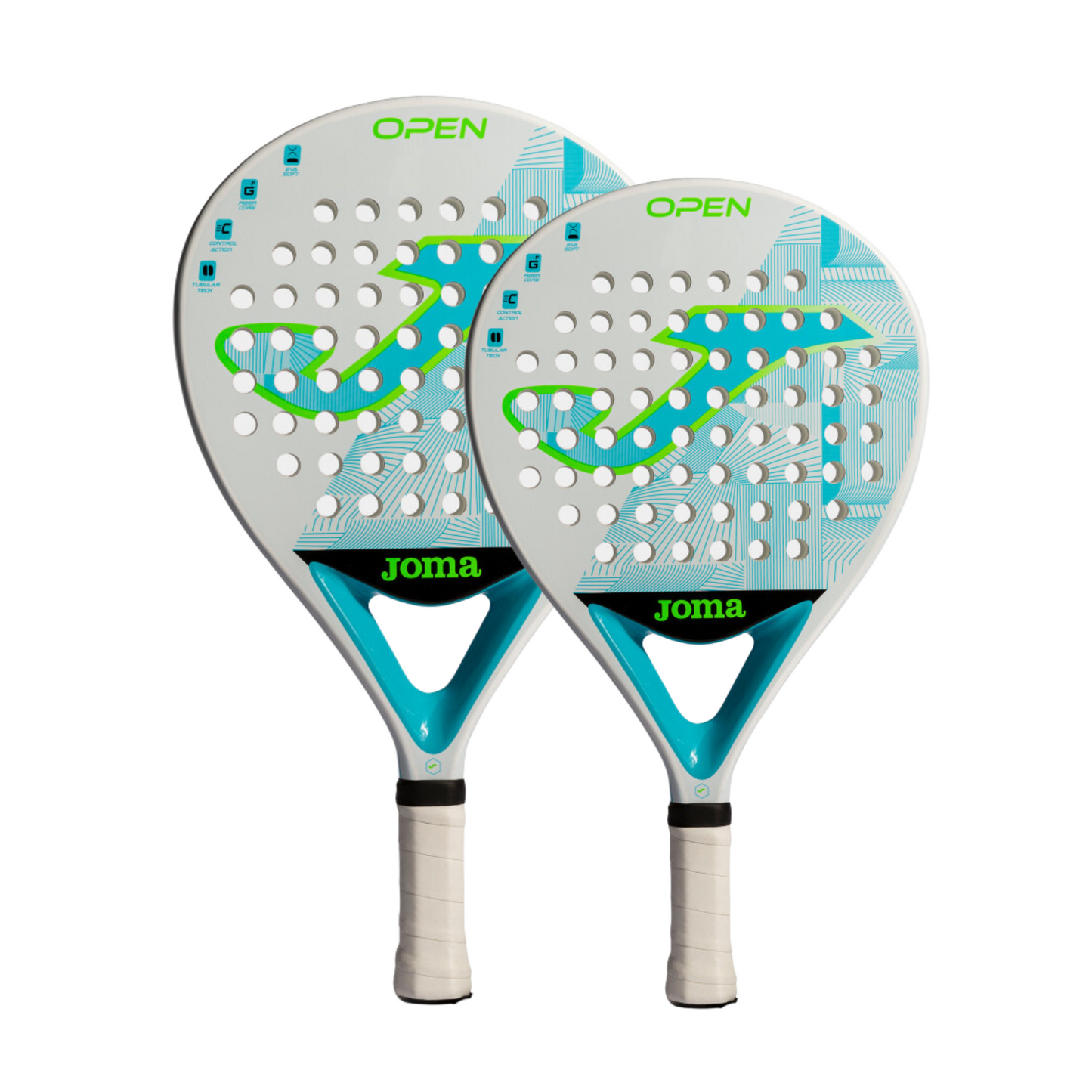 Pala de Pádel Joma Open Blanco Turquesa Flúor
